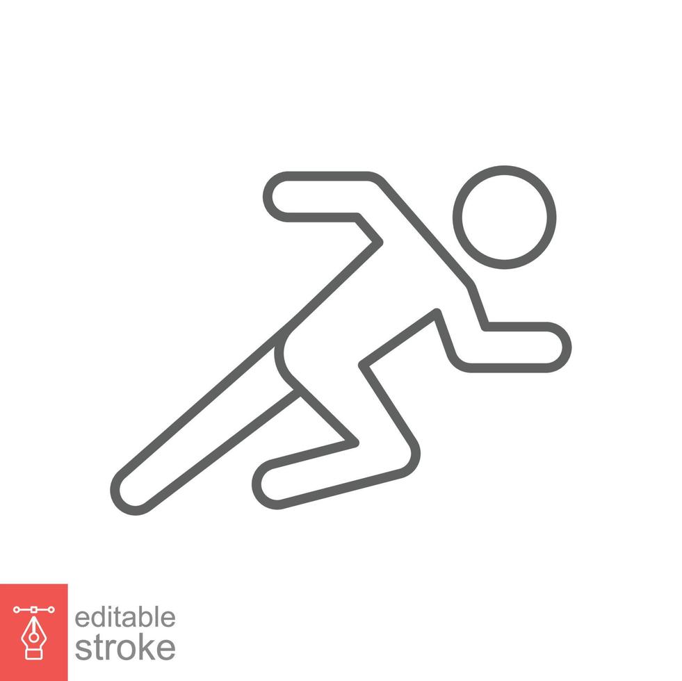 Runner icon. Simple outline style. Man run fast, race, sprint, sport concept. Thin line vector illustration isolated on white background. Editable stroke EPS 10.