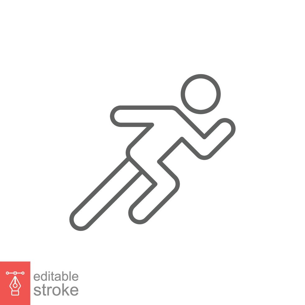 Runner icon. Simple outline style. Man run fast, race, sprint, sport concept. Thin line vector illustration isolated on white background. Editable stroke EPS 10.