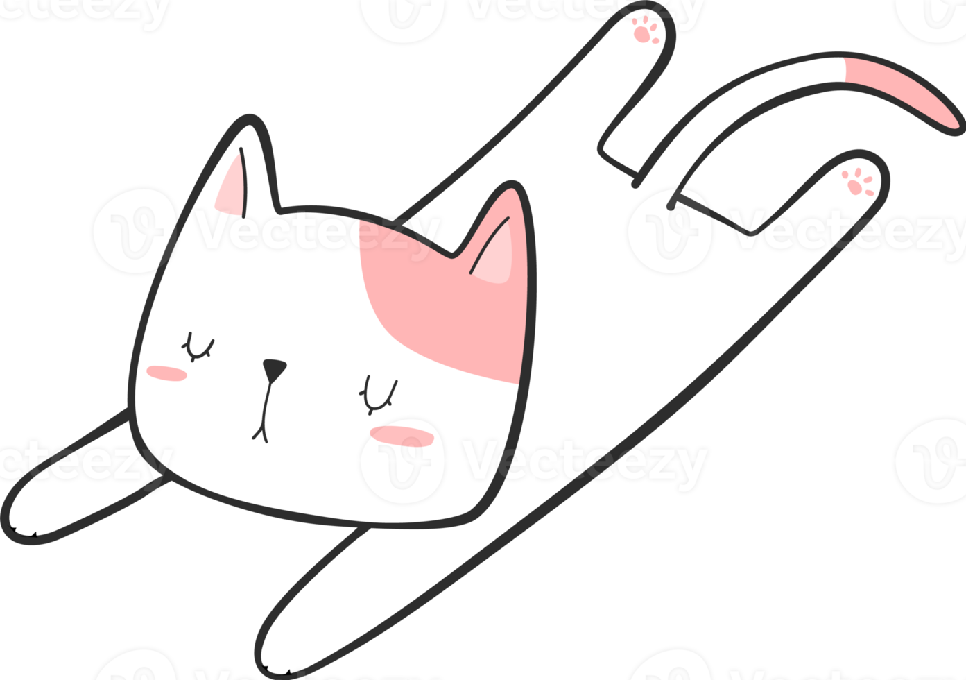Cute Kitty Cat Laying Down Cartoon Element 12000136 PNG