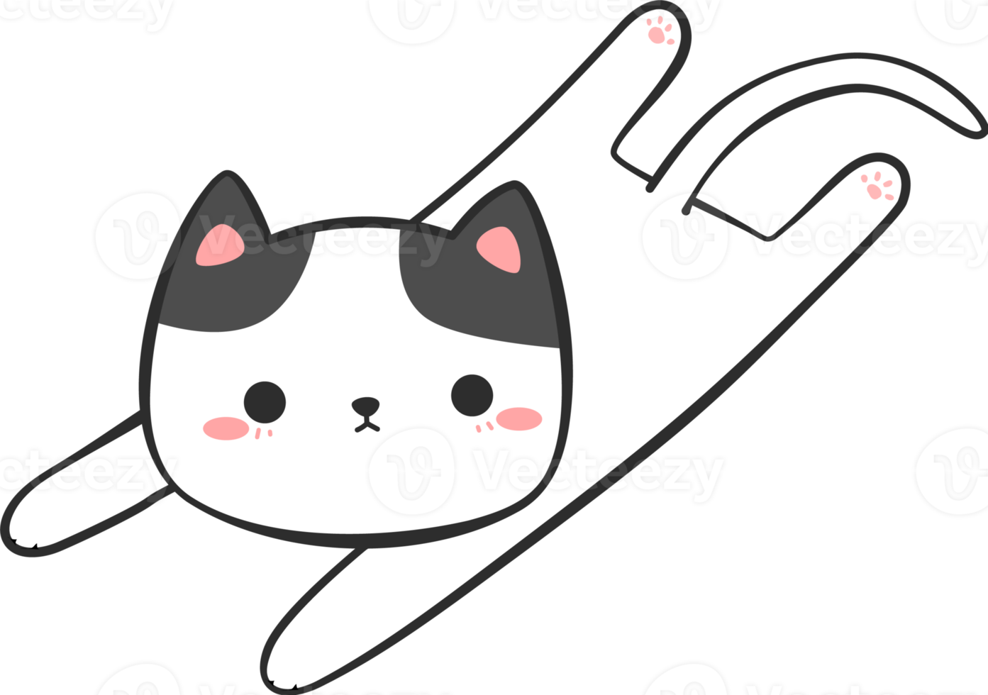 Cute Kitty Cat Laying Down Cartoon Element png