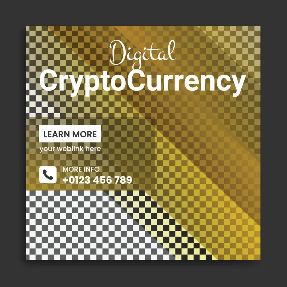 cryptocurrency social media post template design vector