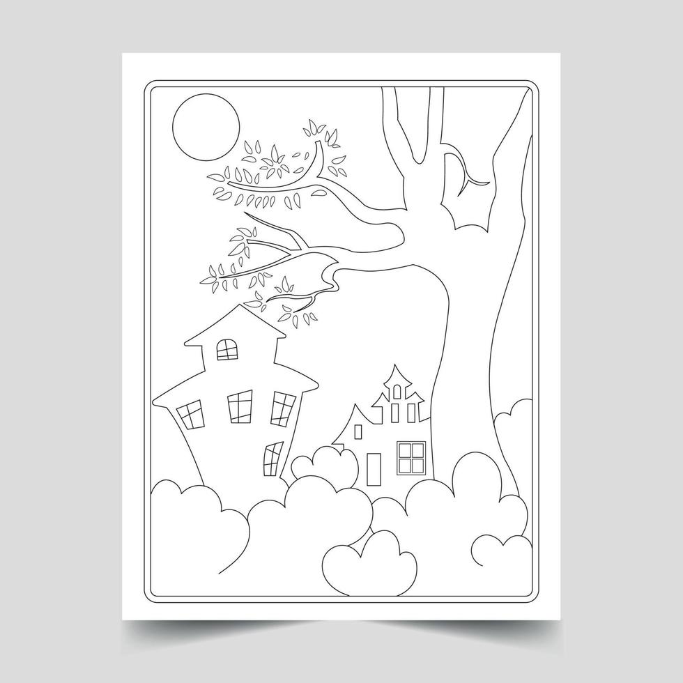 Halloween Coloring Pages Illustration for Kids and Adults, Hand drawn Halloween Illustration vector