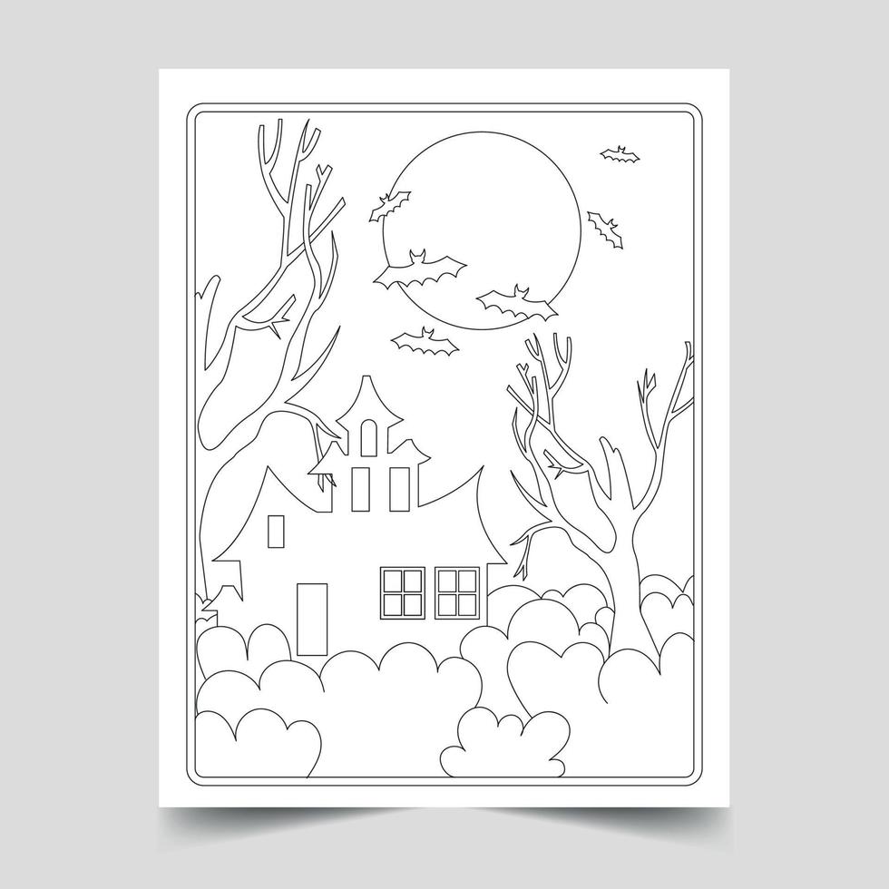 Halloween Coloring Pages Illustration for Kids and Adults, Hand drawn Halloween Illustration vector