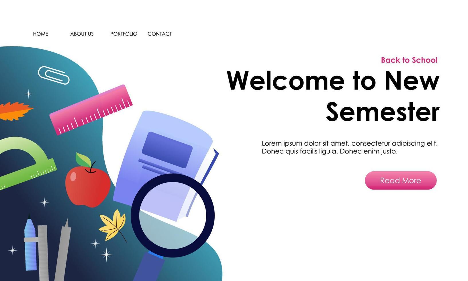 Back to school banner template landing page vector