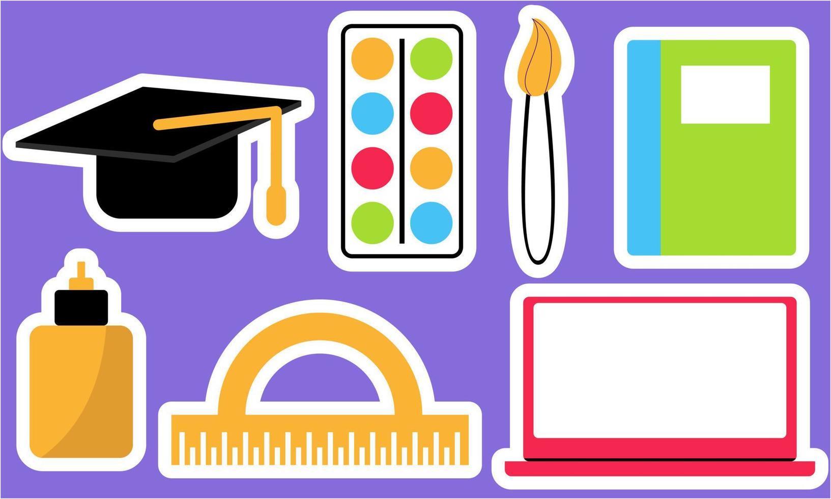 Stickers with school supplies collection. Back to school vector