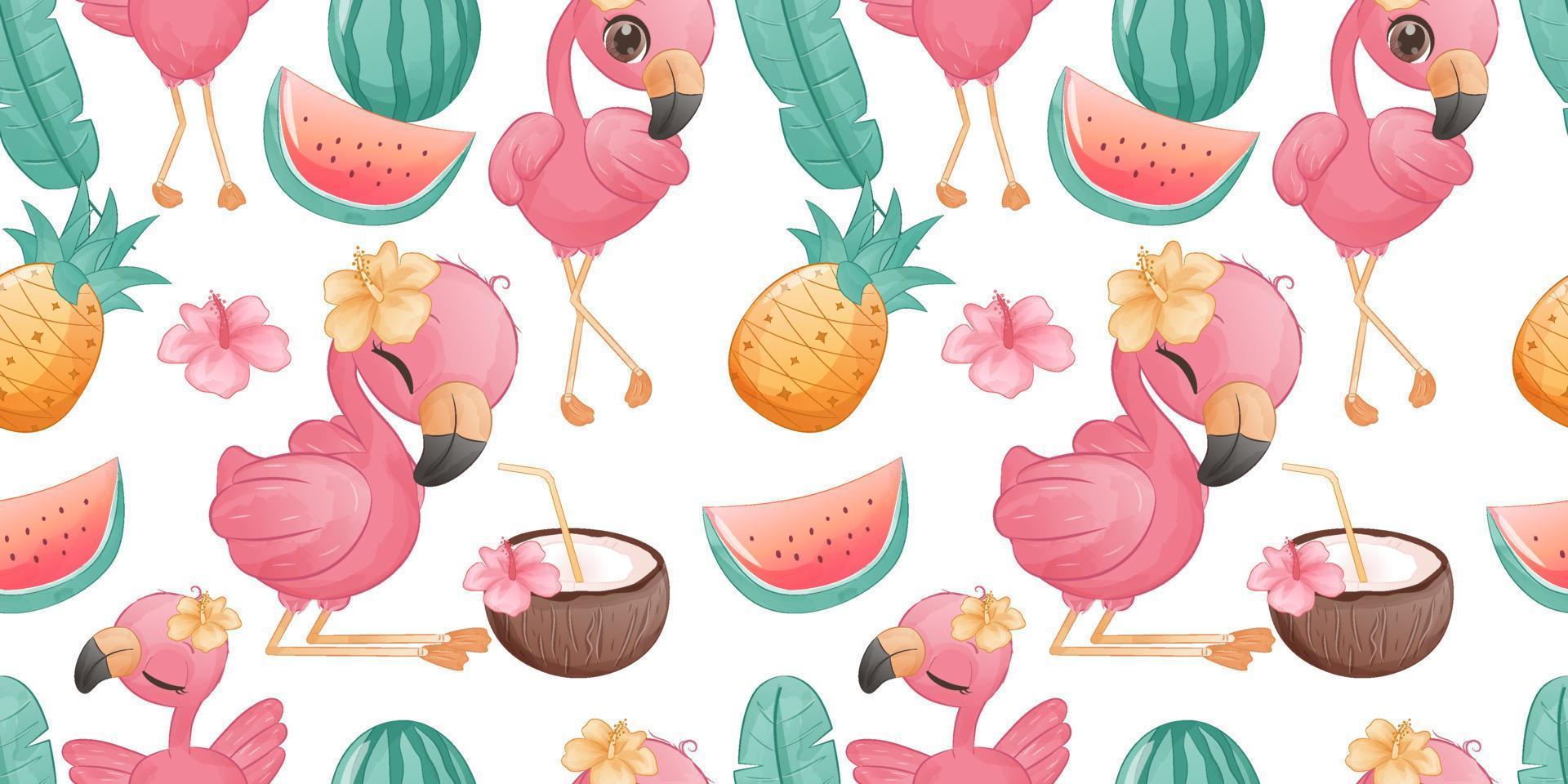 Summer Flamingo Seamless Pattern vector