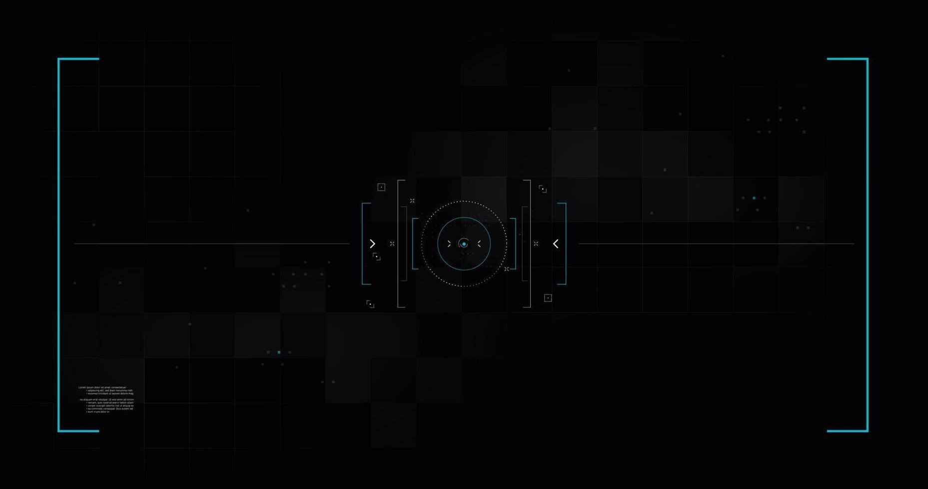 Abstract background for Futuristic video overlay user interface design element text box scale and bar, cyber and technology concept against dark background widescreen ratio vector illustration