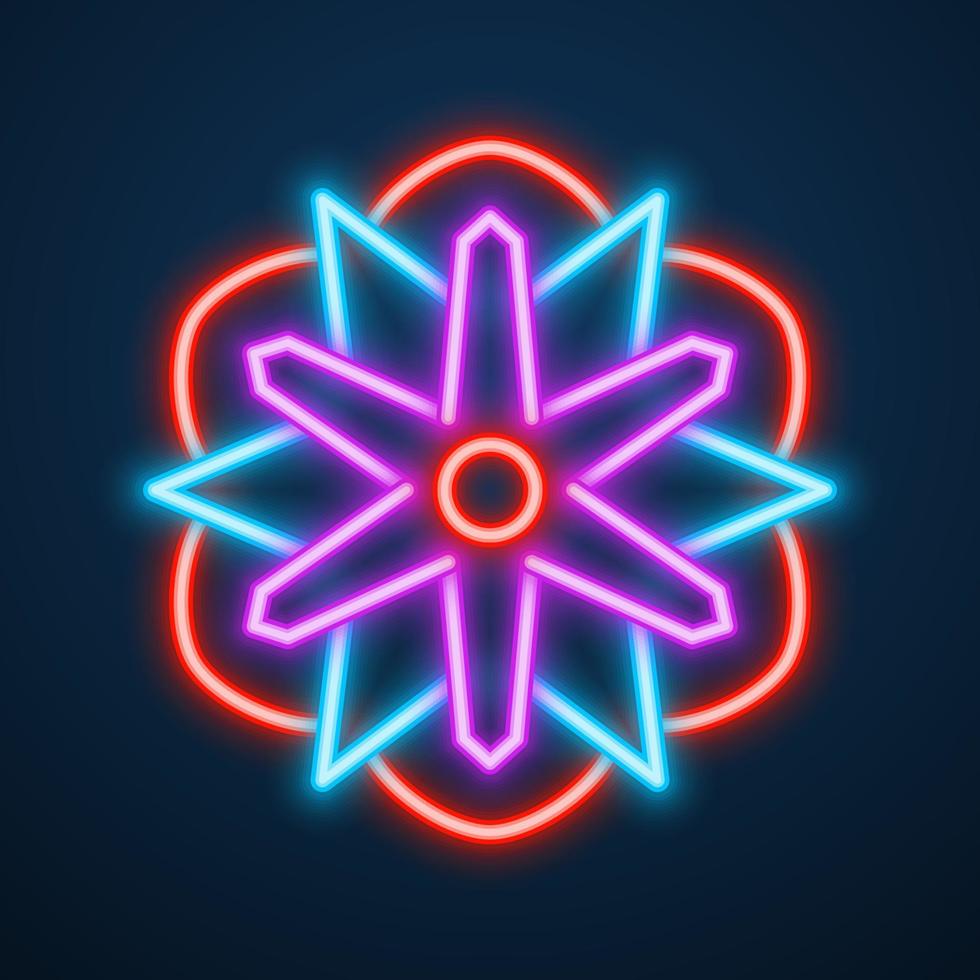 mandala flower neon effect vector