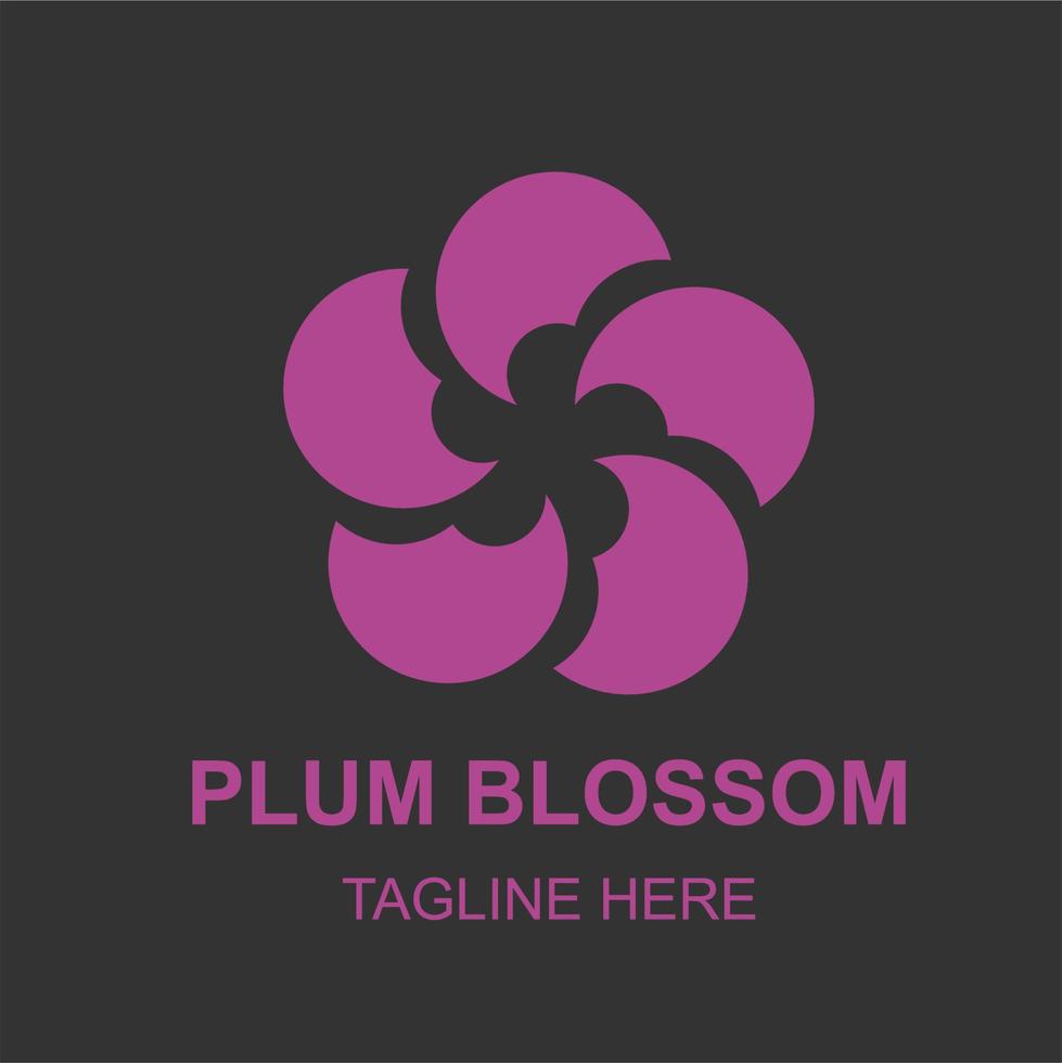 Plum Blossom line art badge logo icon template vector ilustration design. Company emblem logo concept.