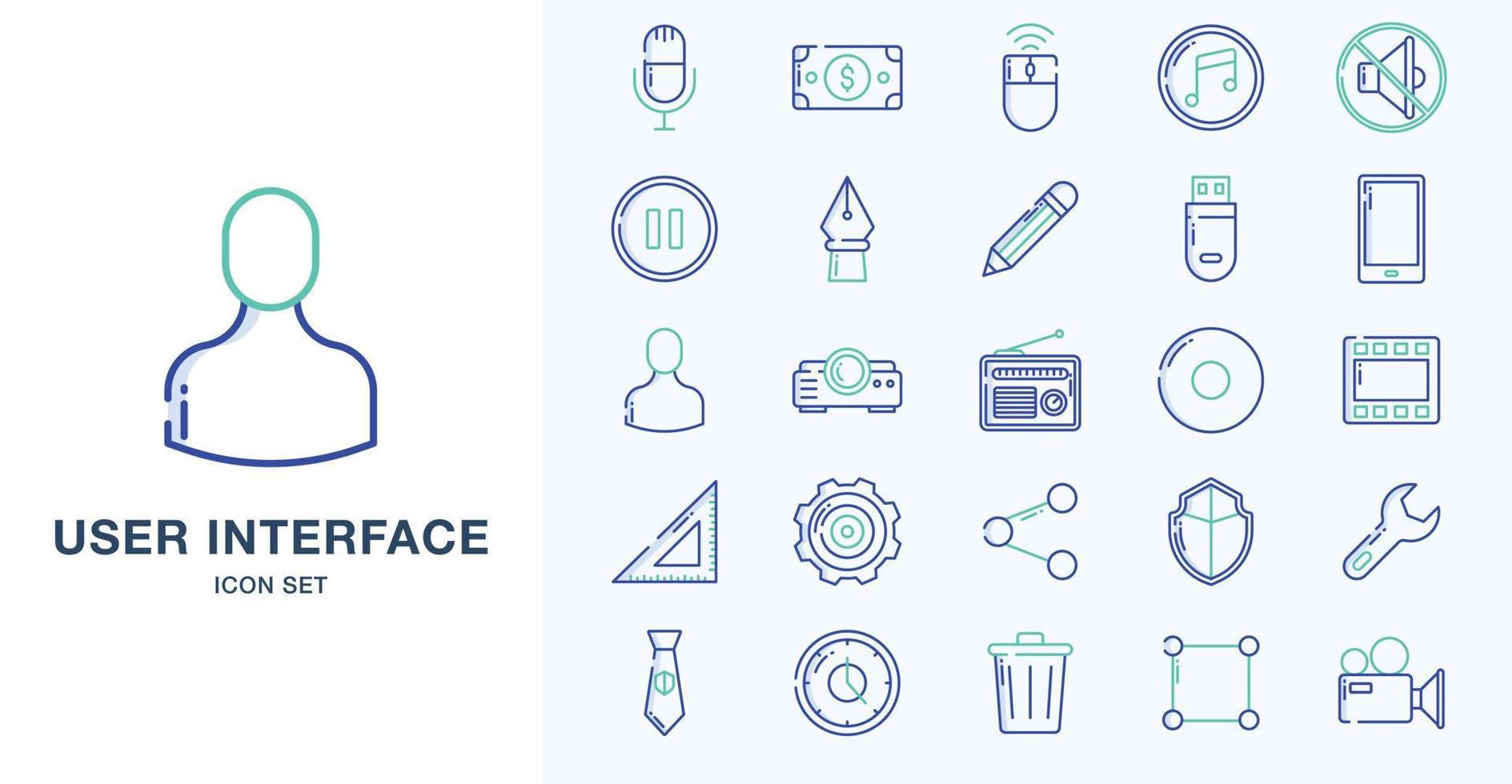 Basic ui, Essential, Icon, web, icon set, outline coloured icon set vector