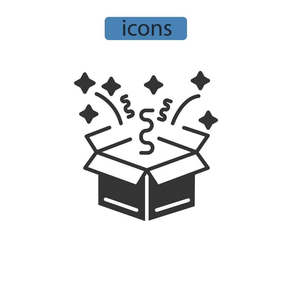 caja sorpresa iconos símbolo elementos vectoriales para infografía web vector