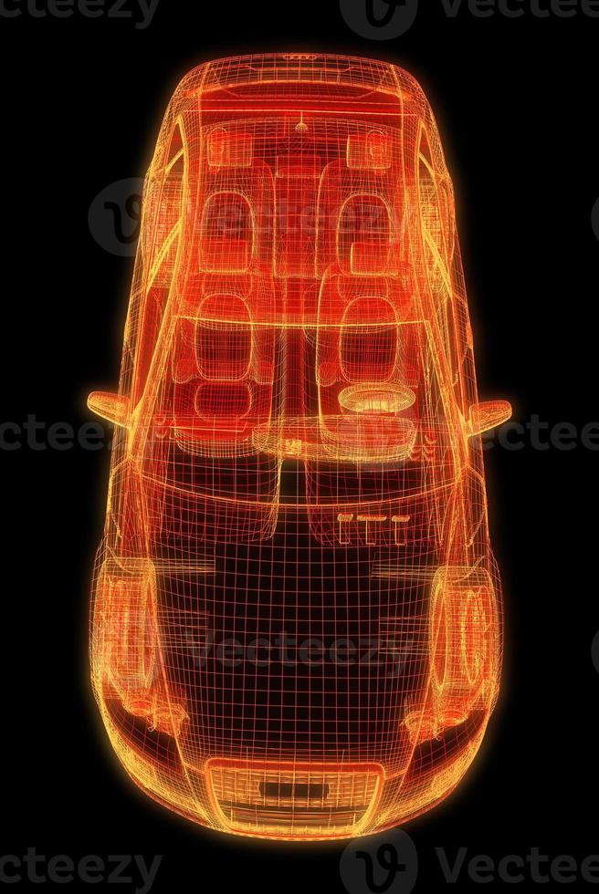 automóvil con intersección de estructura alámbrica con entorno de interfaz de usuario digital foto