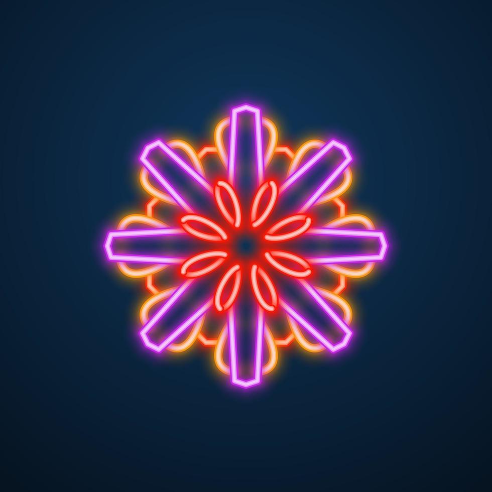 mandala flower neon effect vector