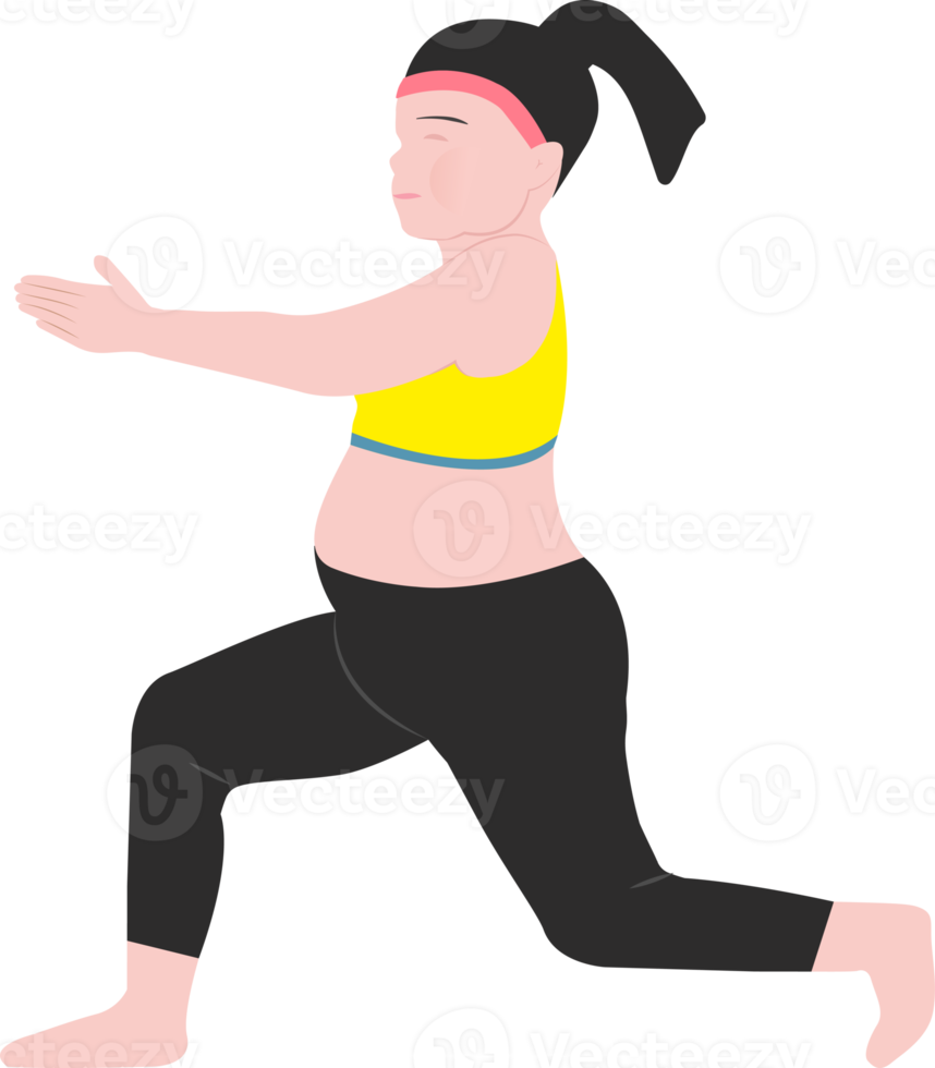 Fat women cardio exercises and fitness training. Concept for weight loss of fat burning png