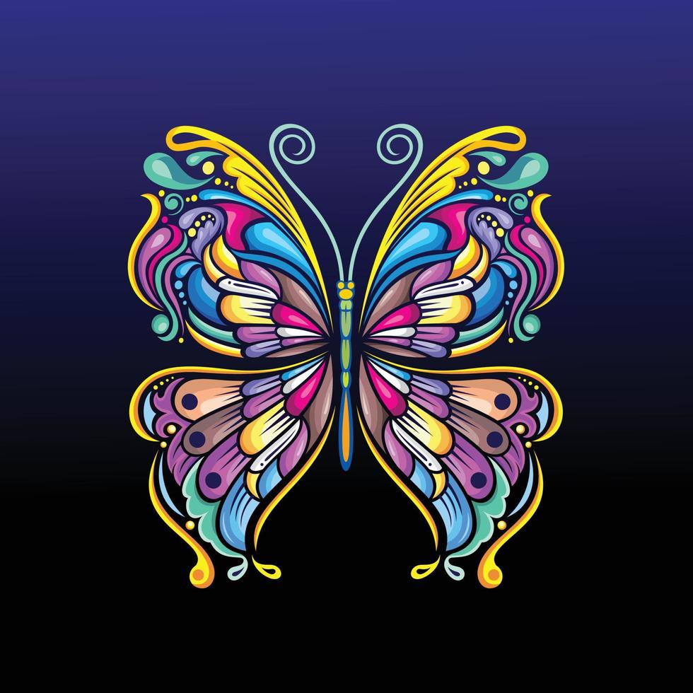 Butterfly art illustration with colorful vector design