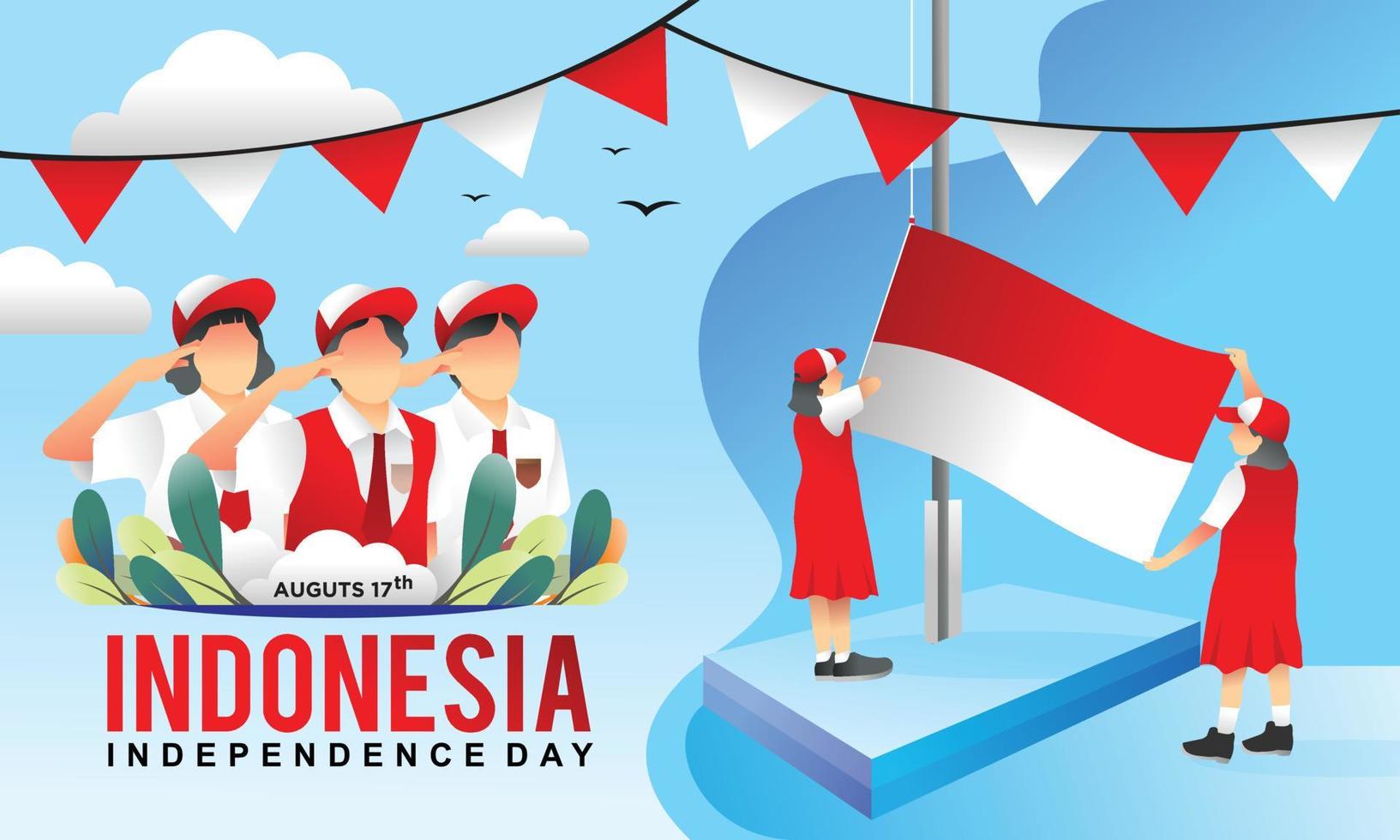 Indonesian independence day illustration vector