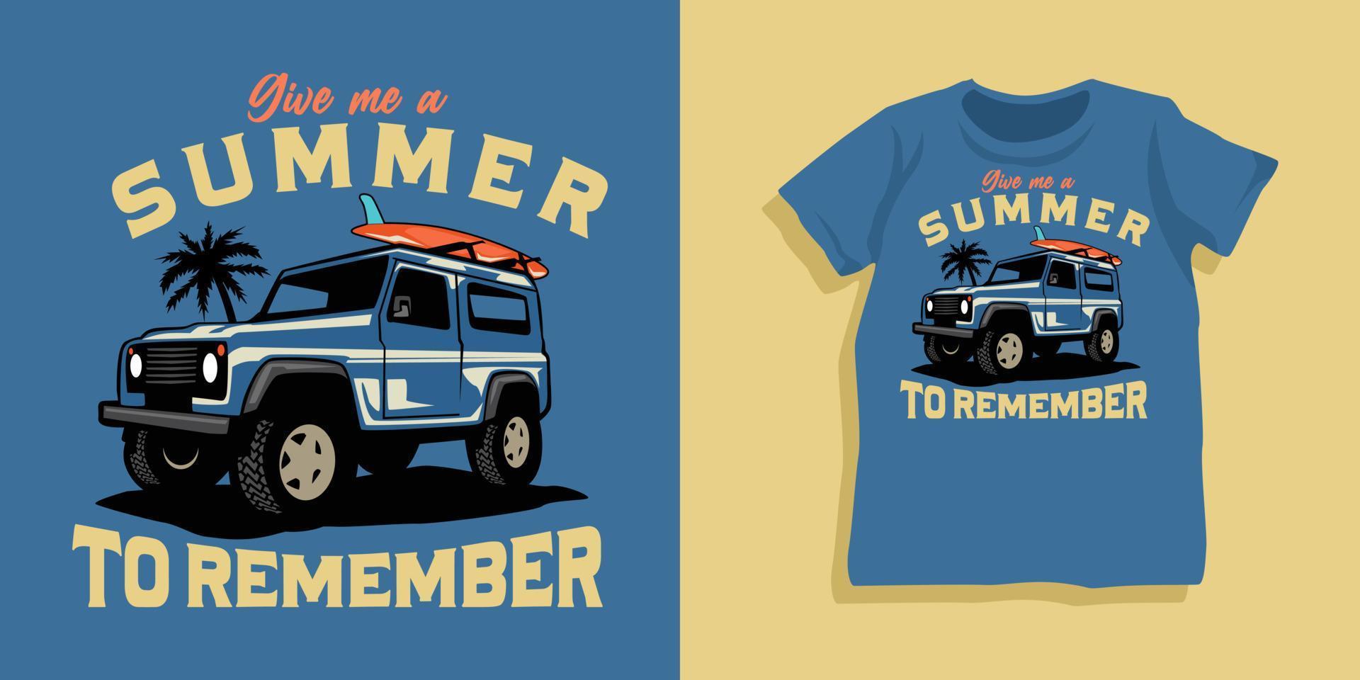 Surf and offroad car tshirt design vector