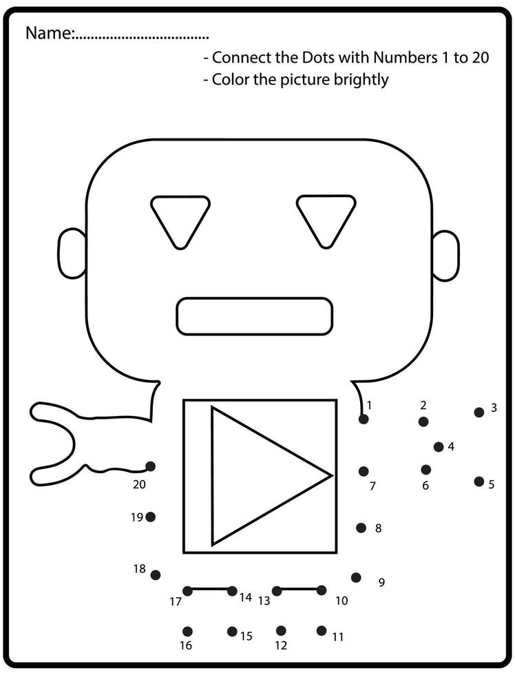 Educational game of dot to dot puzzle with doodle robot for children ...