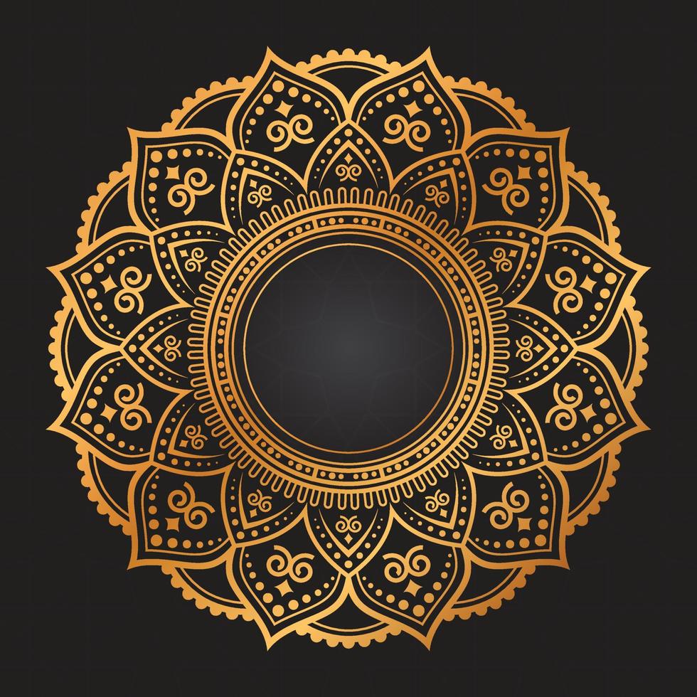 Diseño vectorial de fondo de mandala ornamental dorado de lujo. mandala decorativa para tatuaje, mehndi, patrón islámico, ornamento, arte, henna, patrón indio, impresión, afiche, portada, folleto, volante, pancarta vector