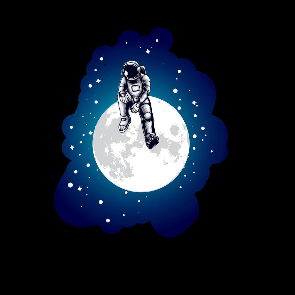 Astronaut sitting on moon Design vector