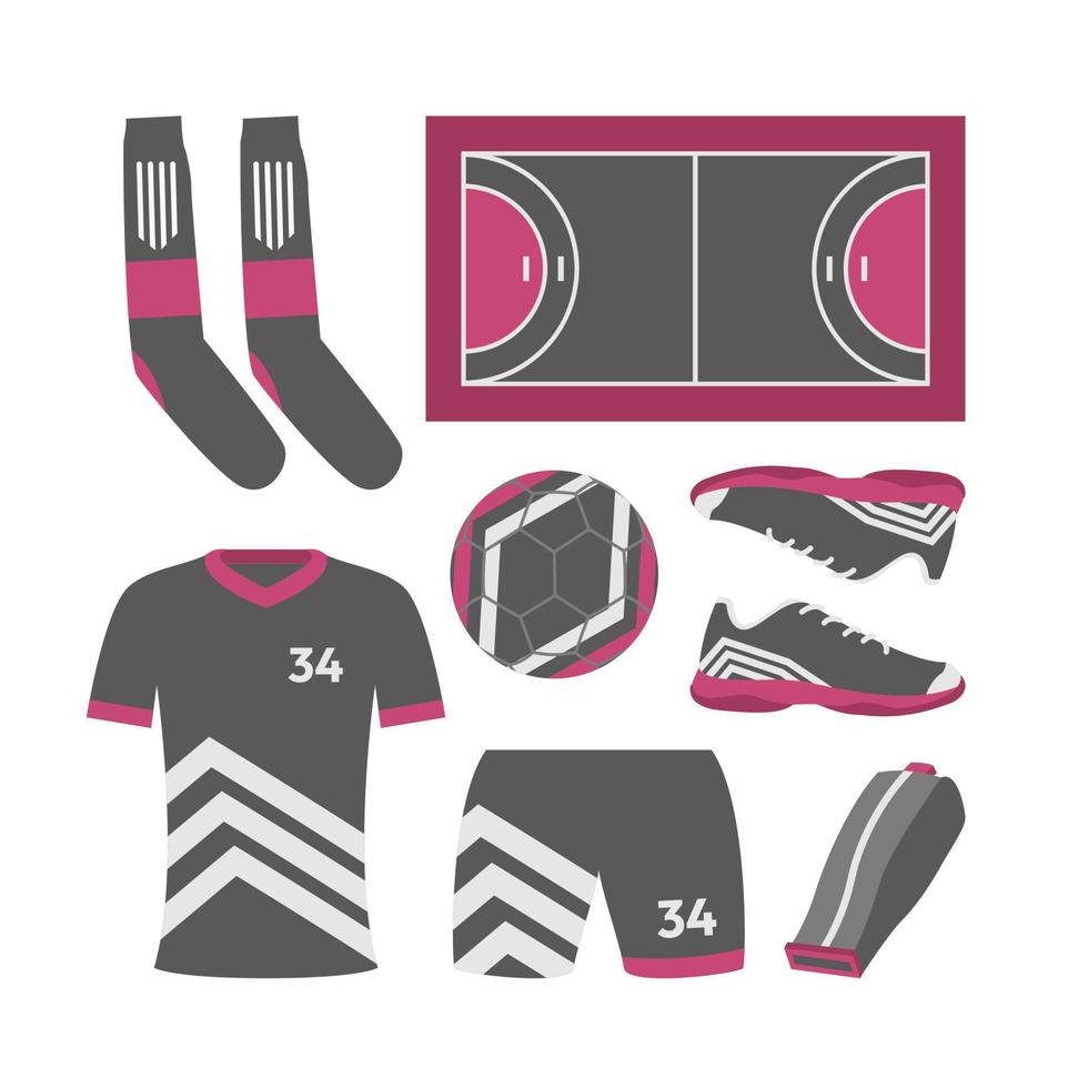 elementos de fútbol sala de estilo de diseño plano vector