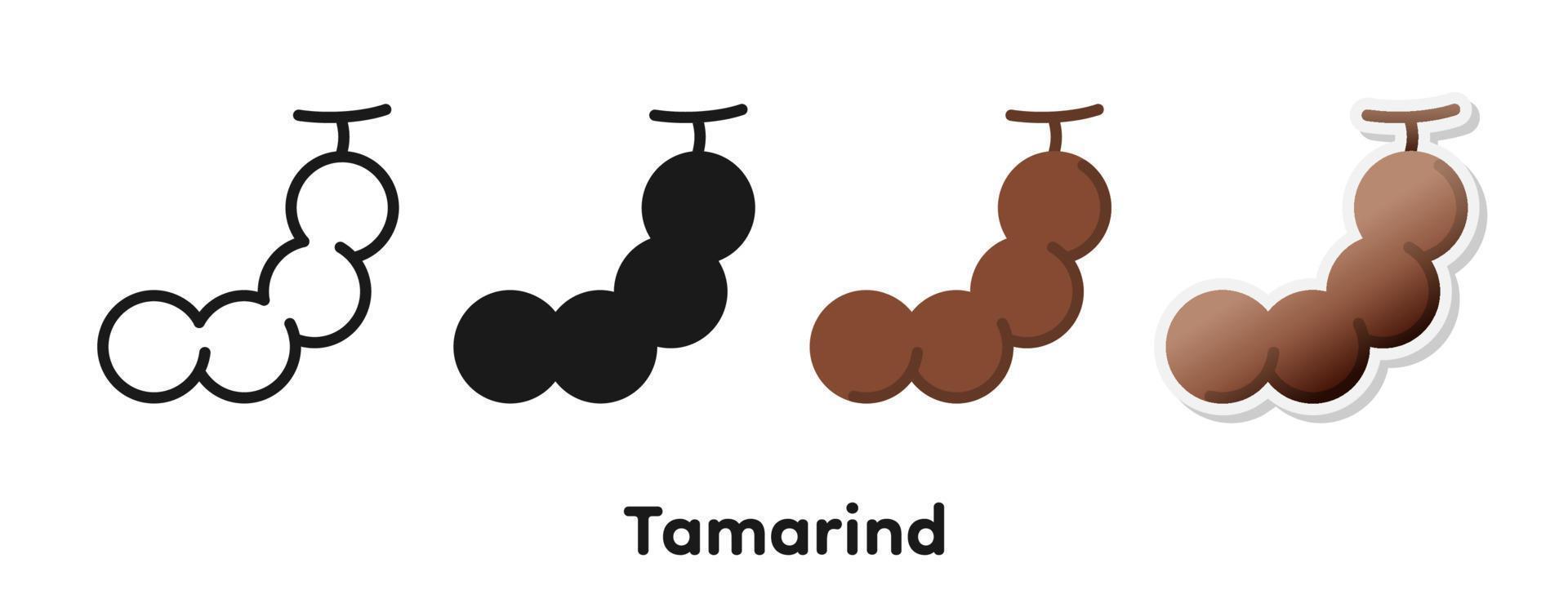 conjunto de iconos vectoriales de tamarindo. vector