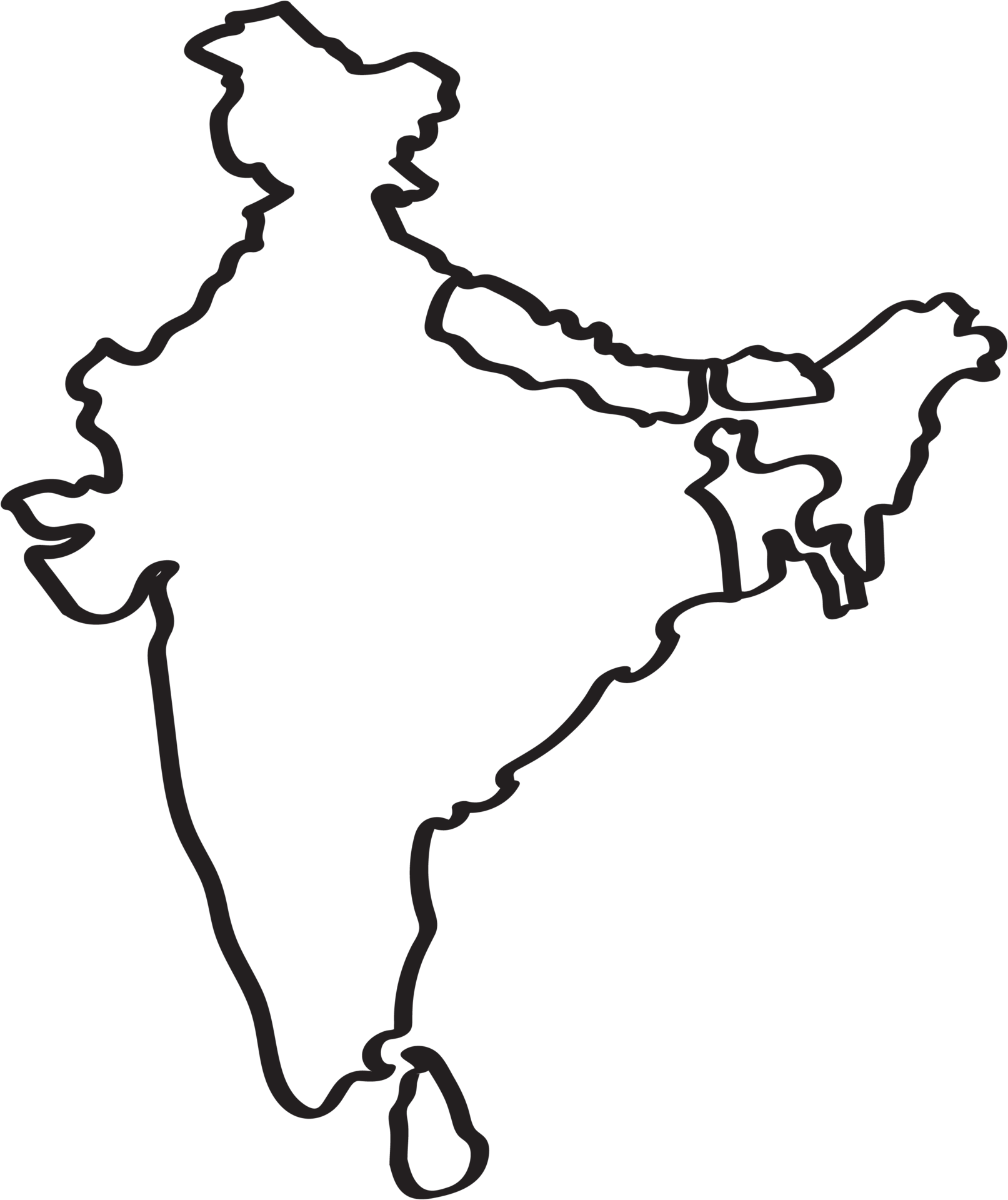 doodle freehand drawing of india map 4504536 Vector Art at Vecteezy