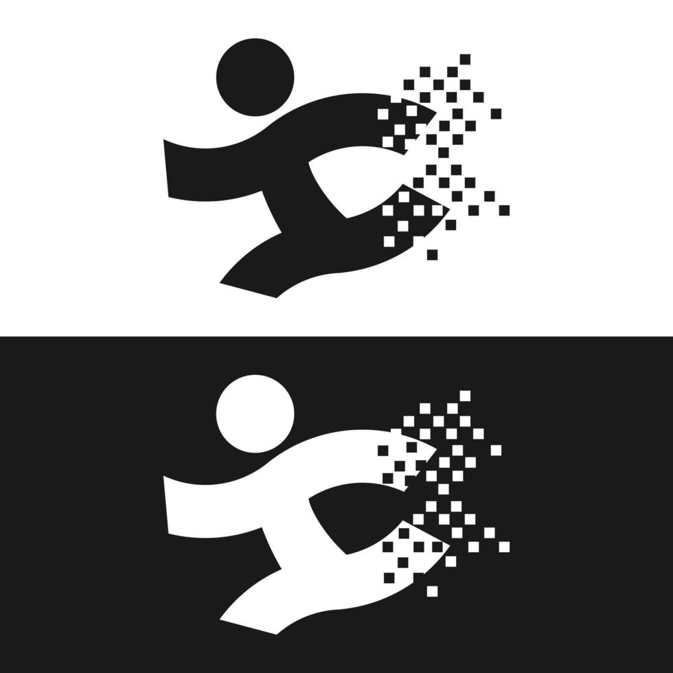 human run  technology logo design vector
