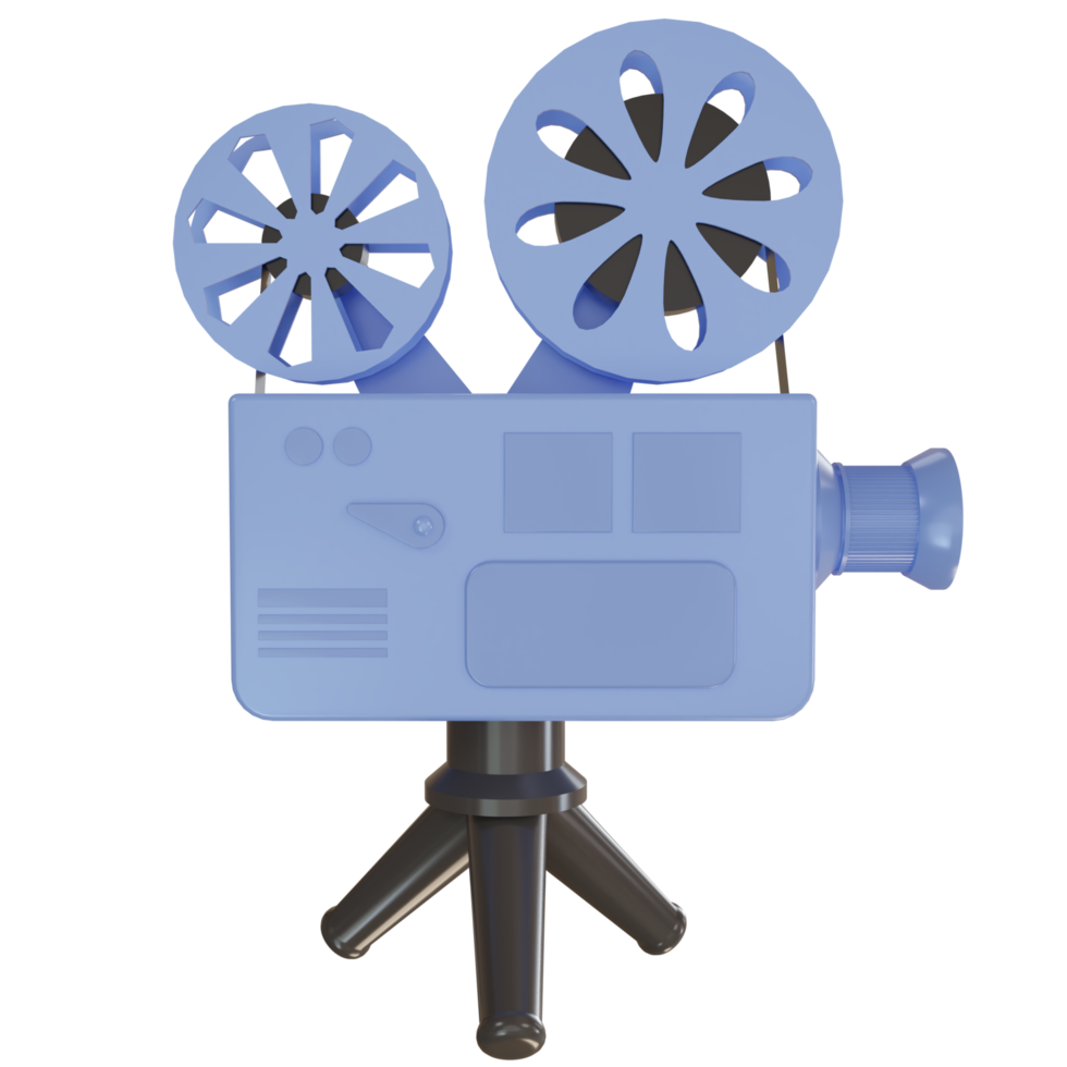 projecteur de cinéma 3d bleu rétro png