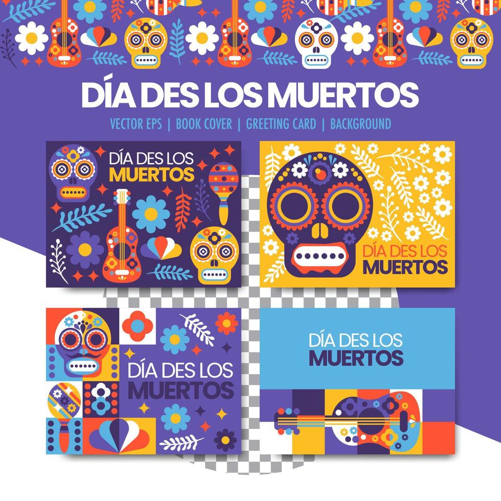 Dia des los muertos collection vector set, with sombrero, flower, skull, bone isolated transparent objects