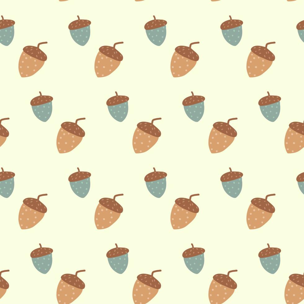 Acorns pattern. Autumn pattern with hand drawn cartoon acorns for textile, fabric, wallpaper. vector