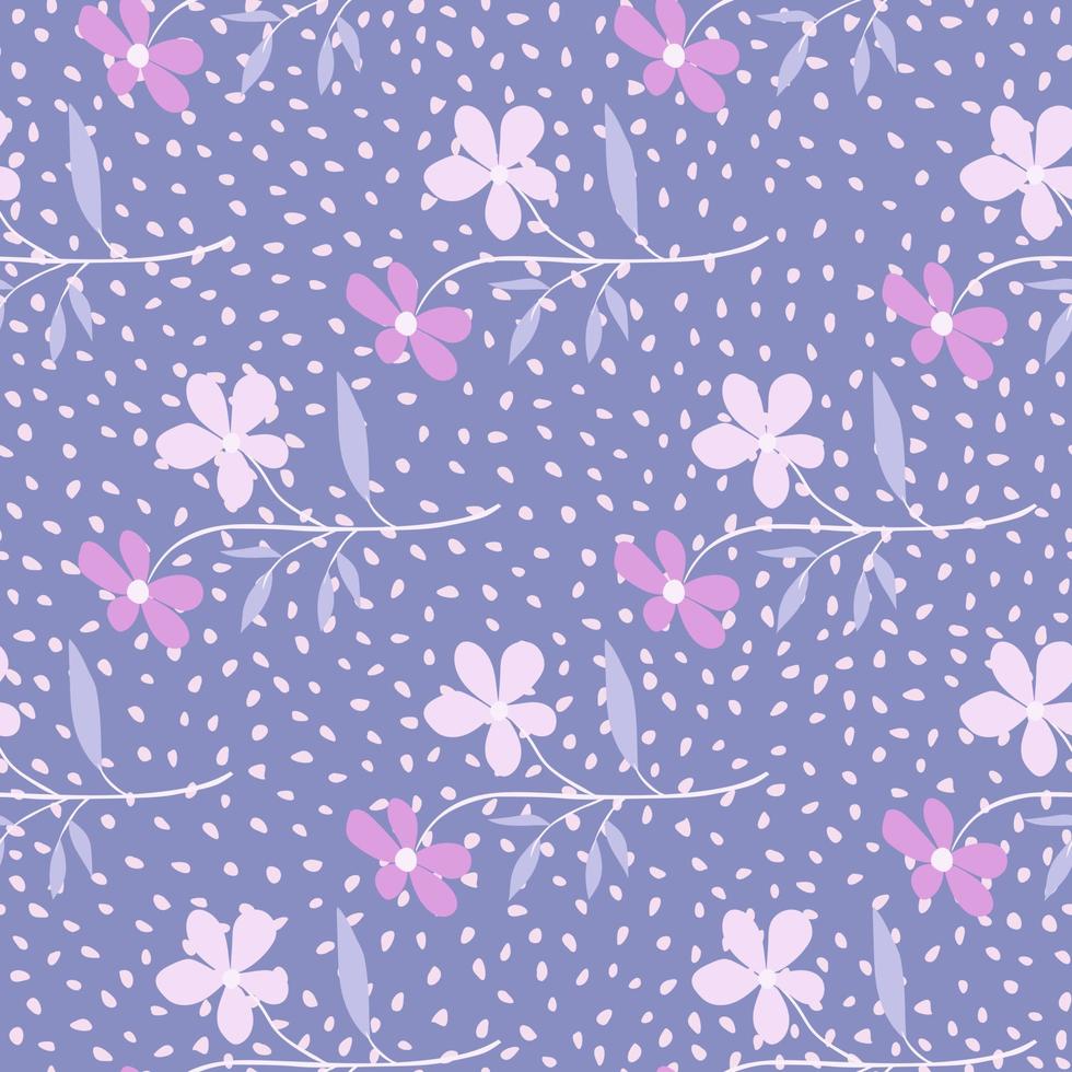 Cute simple flower seamless pattern. Doodle botanical plants background. Hand drawn abstract floral wallpaper. vector