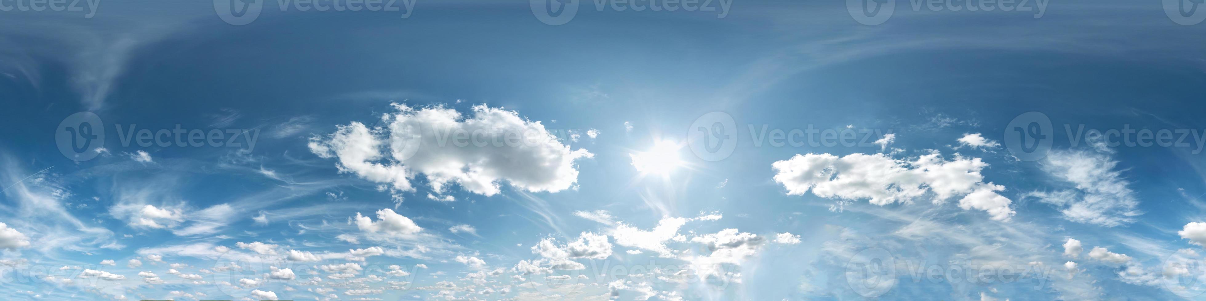 blue sky with rain storm clouds. Seamless hdri panorama 360 degrees angle view with zenith for use in 3d graphics or game development as sky dome or edit drone shot photo