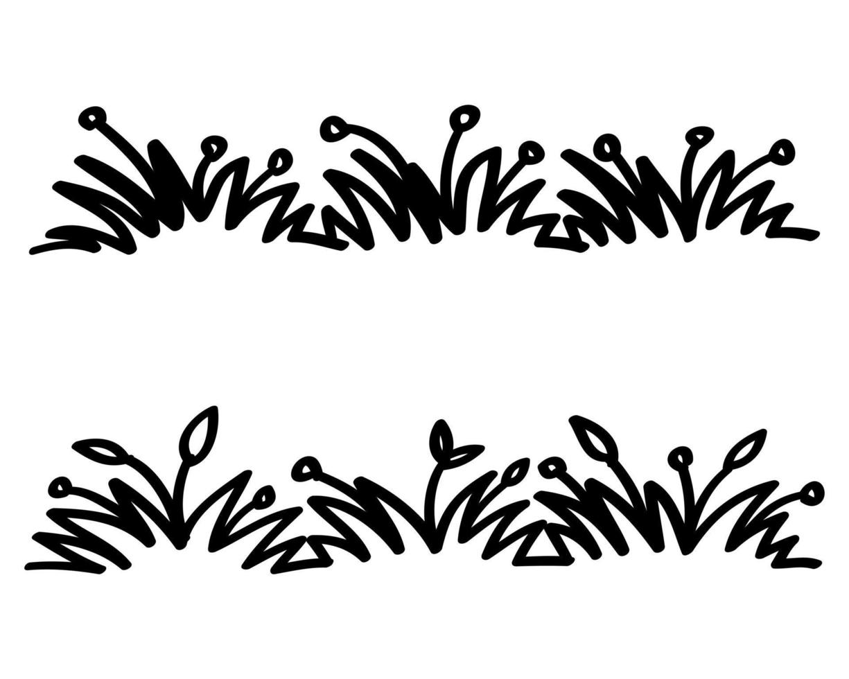 hand drawn grass collection doodle style vector