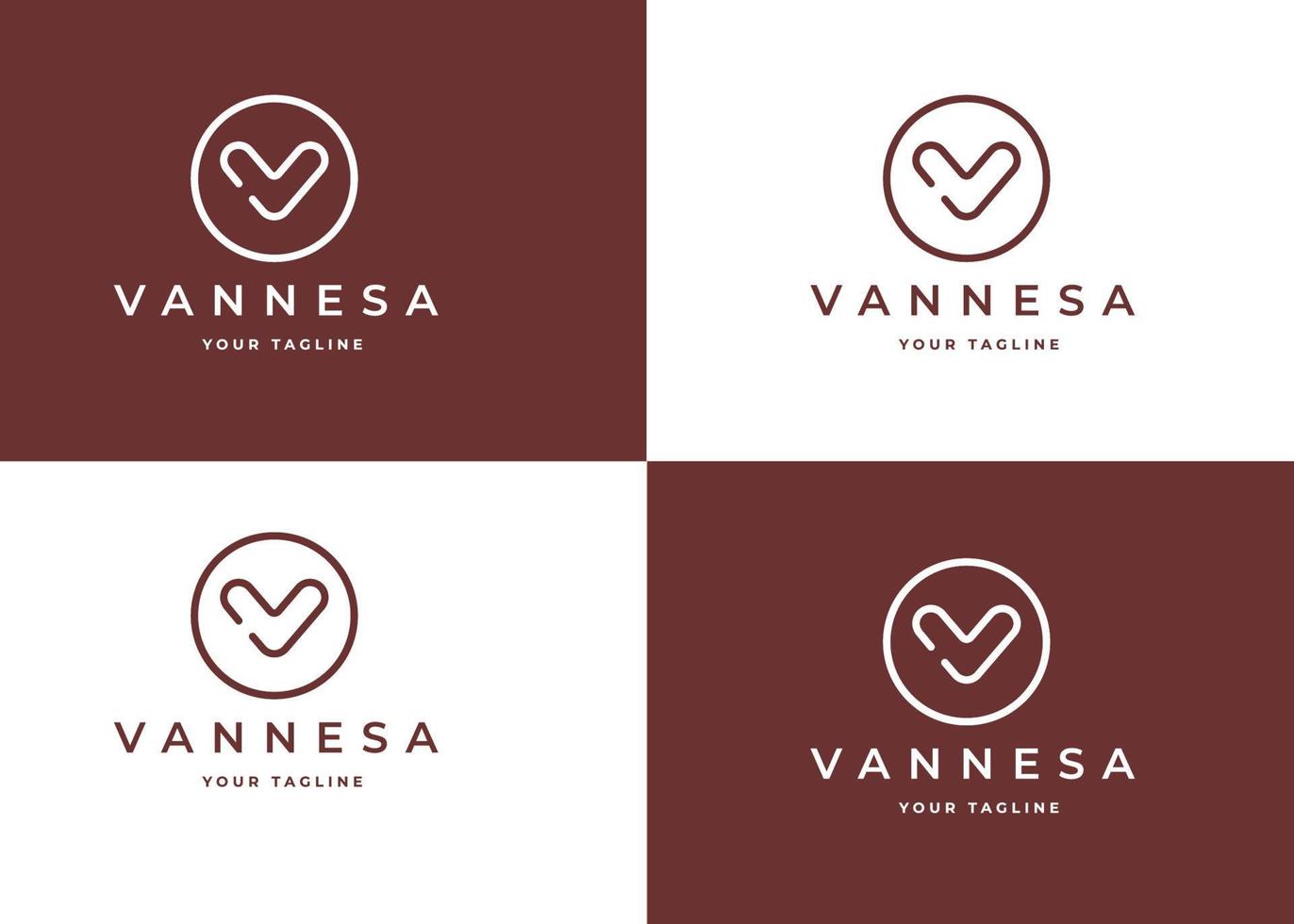 Minimalist letter V logo design template with circle shape, vector illustration