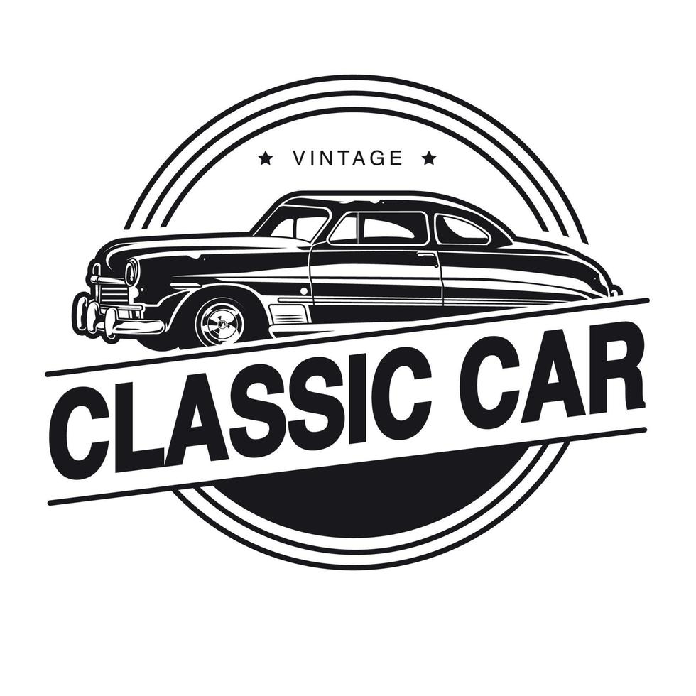 logotipo de placa de coche retro y clásico vintage vector