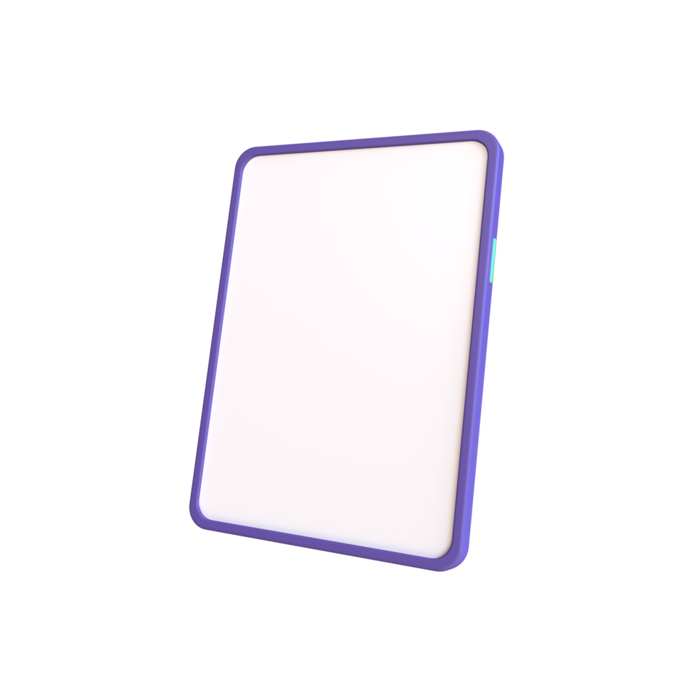 Tablet minimalist modern 3d render illustration, with white blank screen png