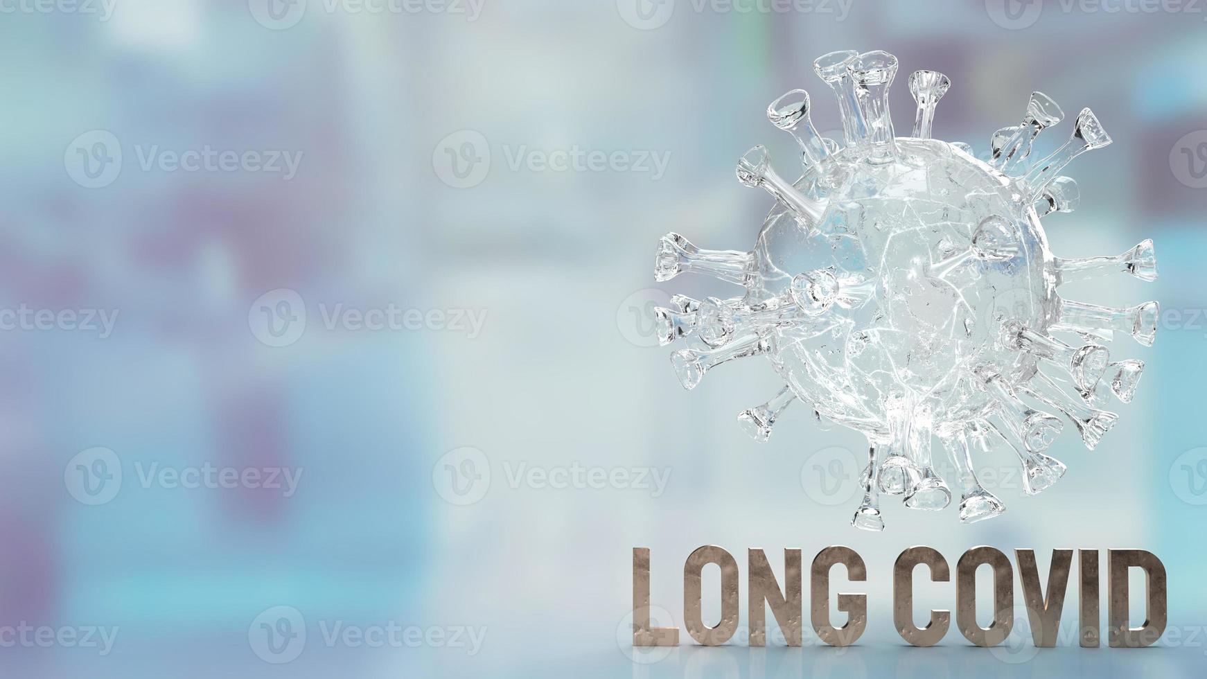clear virus and word long covid for medical or sci concept 3d rendering photo