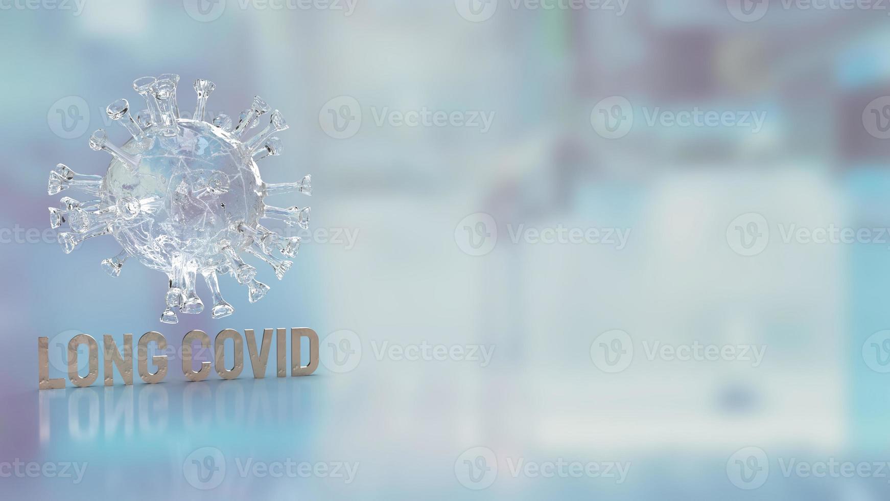 clear virus and word long covid for medical or sci concept 3d rendering photo
