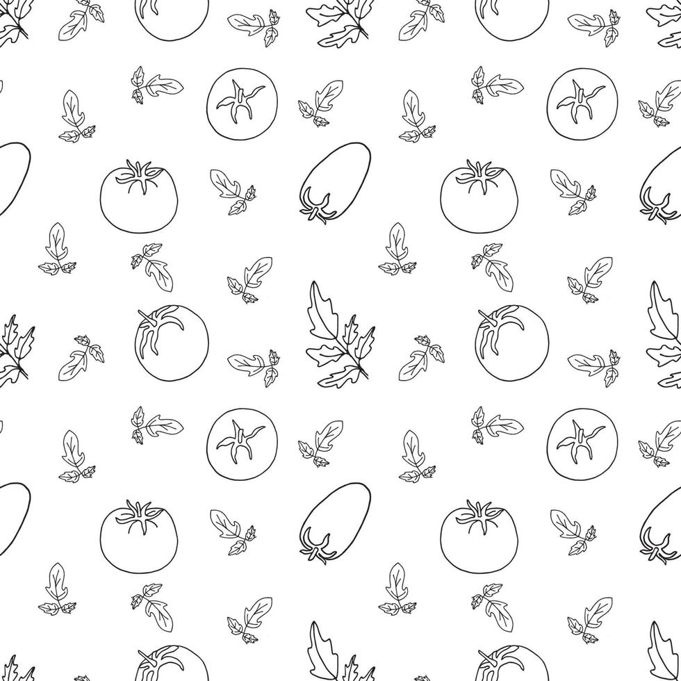 pattern tomatoes in doodle style vector