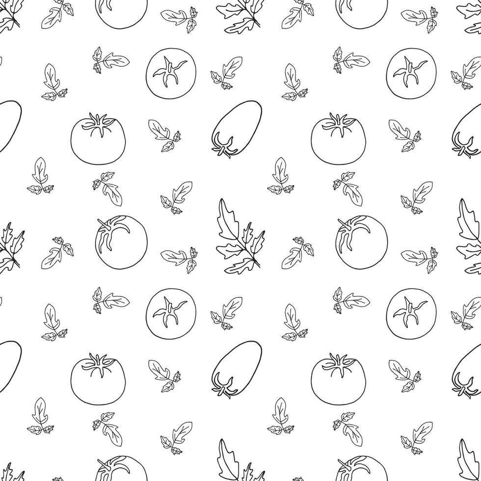 pattern tomatoes in doodle style vector