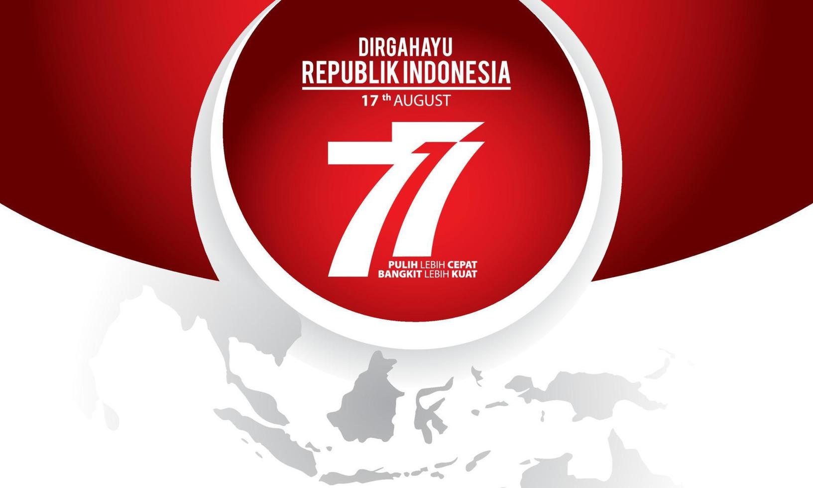 Indonesia independence day 17 august concept illustration.77 years Indonesia independence day vector