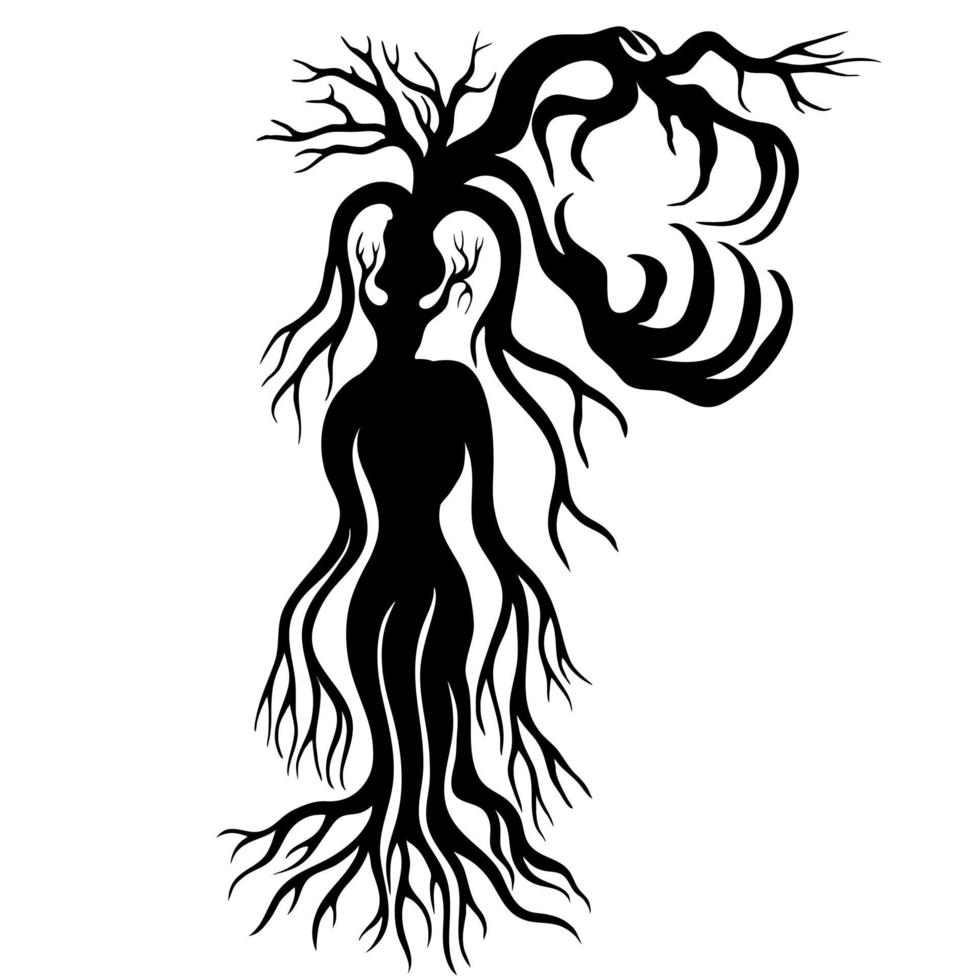 Decorative Tree in the Style of a Witch vector