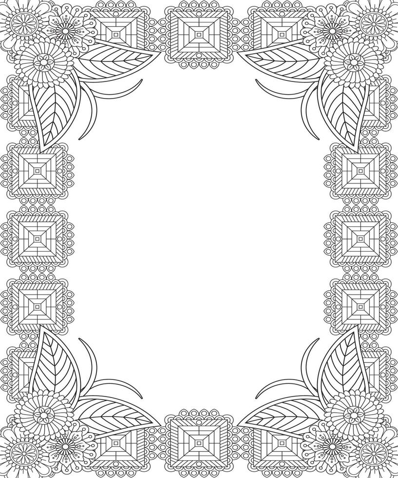 Flower Doodle Coloring Page for Adult vector