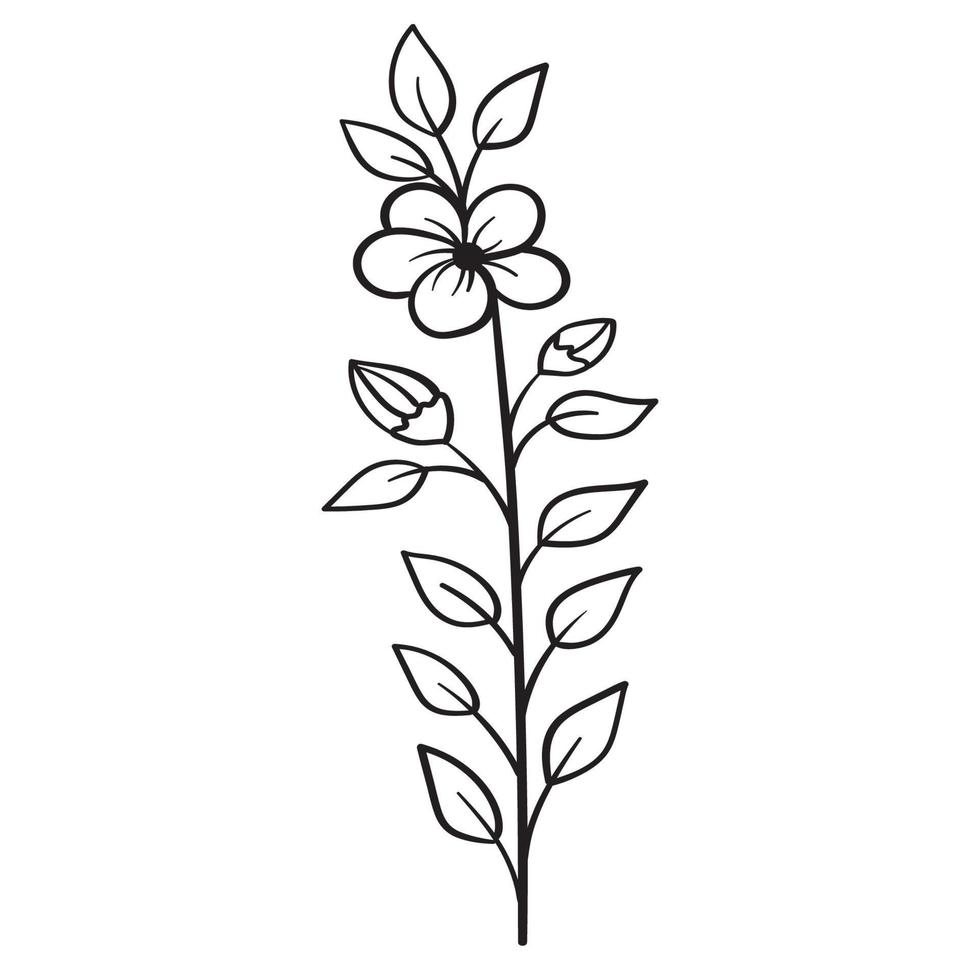 Doodle flower branch, cute and unusual bud, can be used to decorate postcards, business cards or as an element for design vector