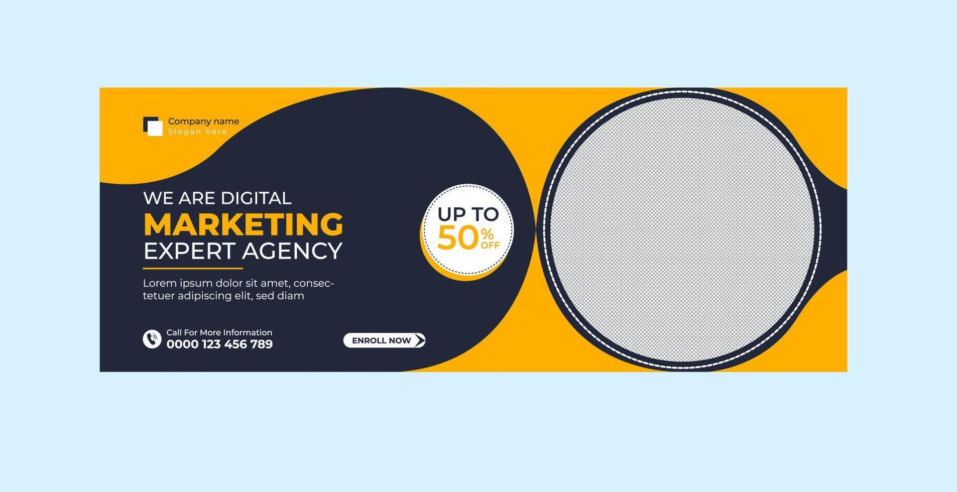 diseño de banner de portada de agencia de marketing digital vector