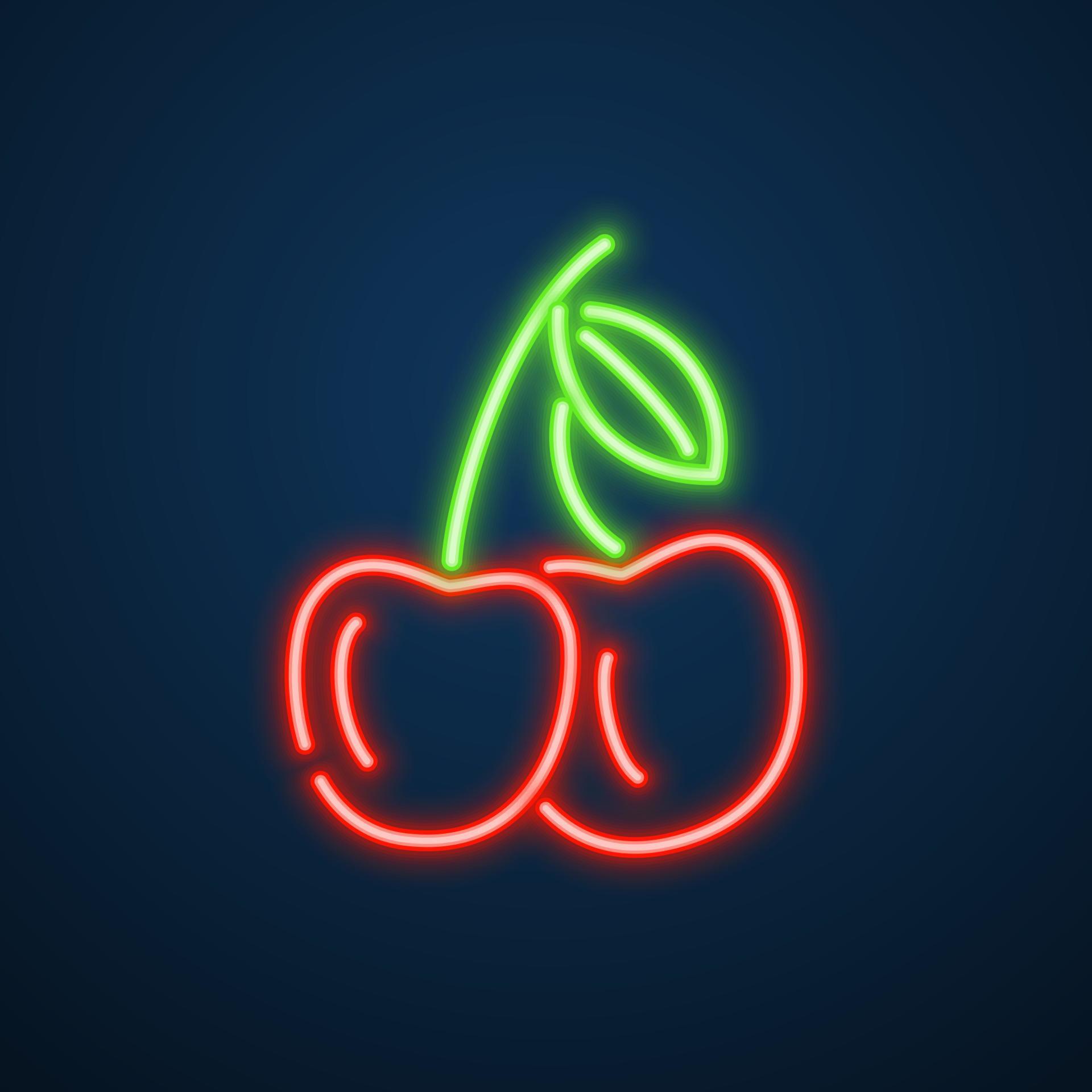 cherry fruit icon neon sign vector 12001446 Vector Art at Vecteezy