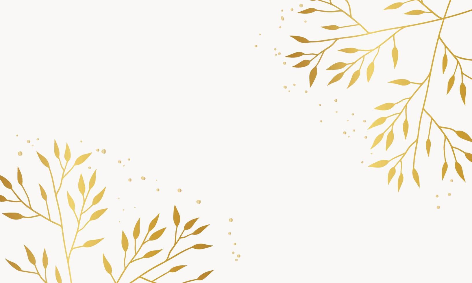 Pine leaves Minimalist golden floral background vector golden line leaves art flower and botanical leaves, nature Organic shapes