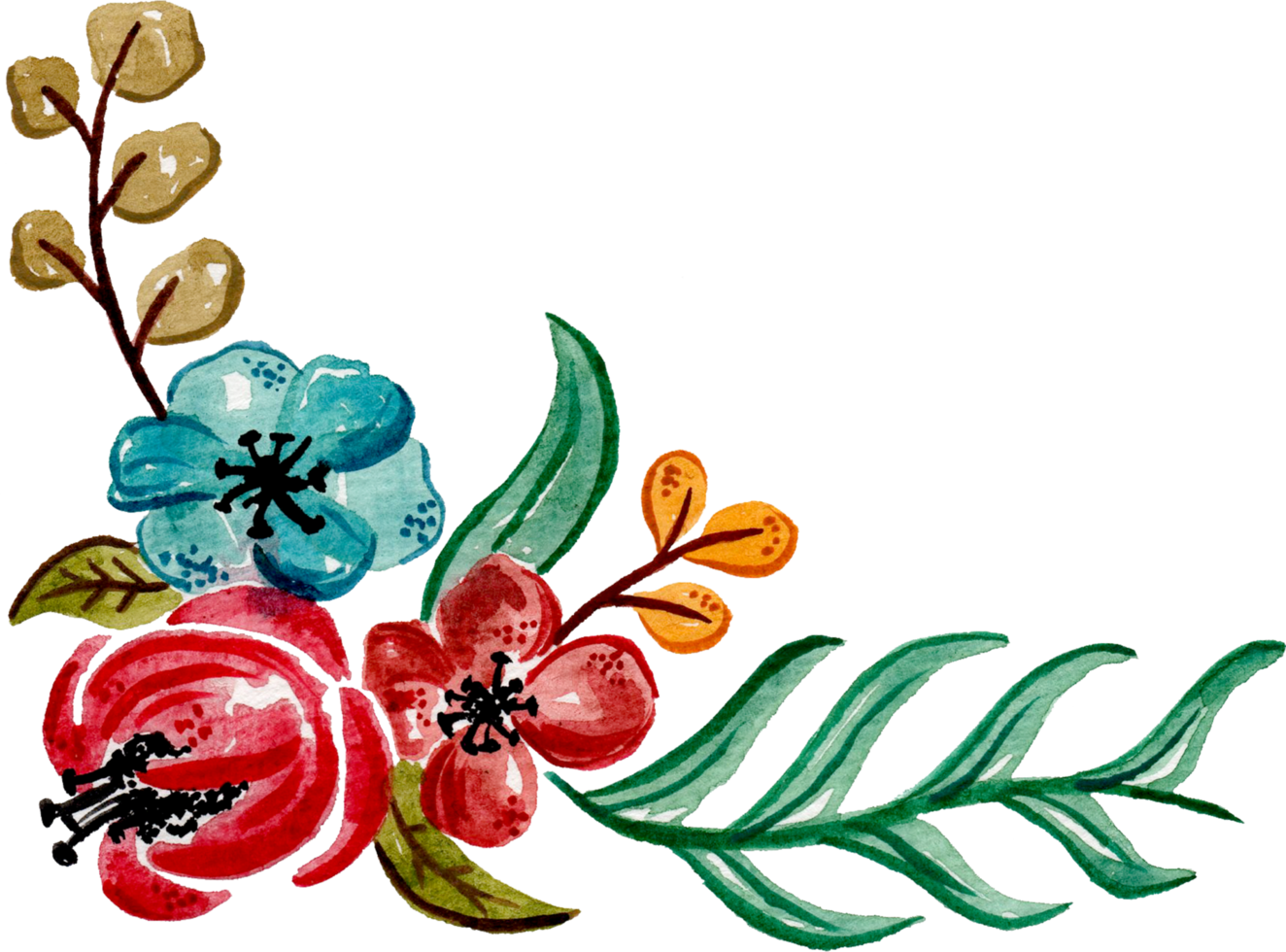 Hand painted watercolor flower element for illustration set collection png