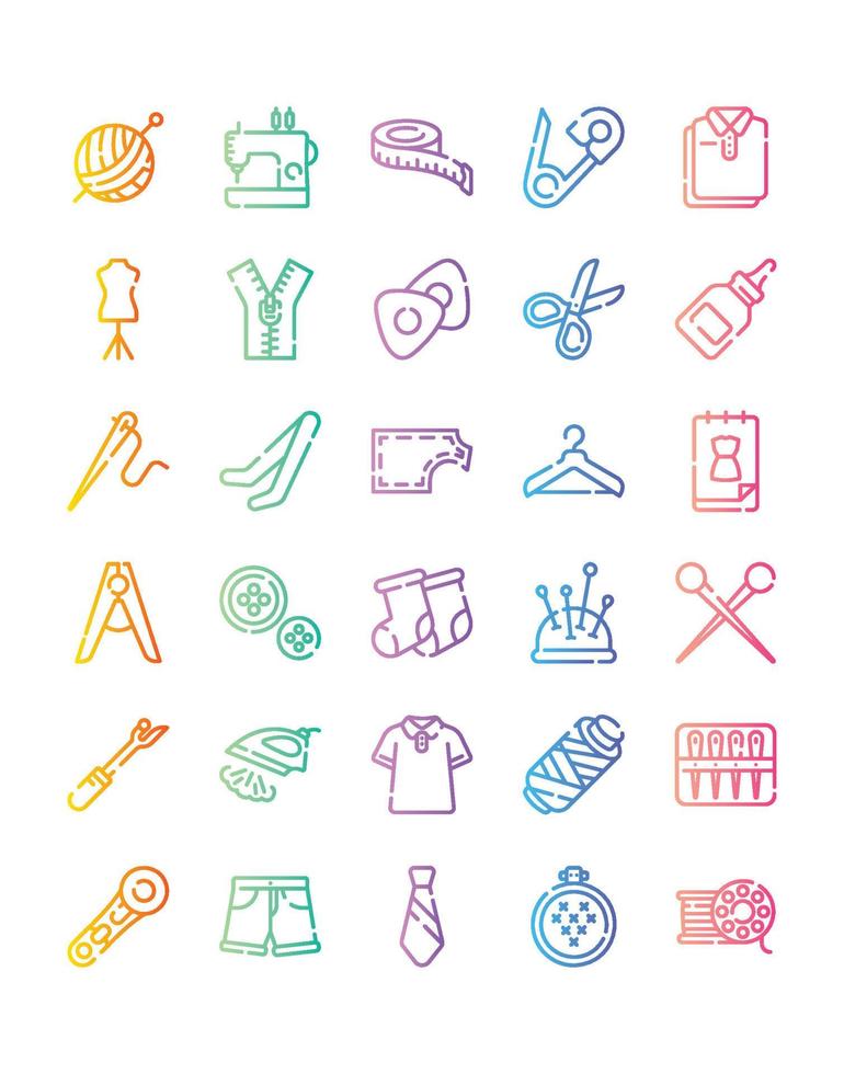 Sewing Icon Set 30 isolated on white background vector